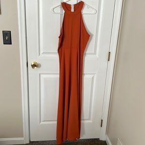 Size M burnt orange/rust colored halter top maxi Shein dress